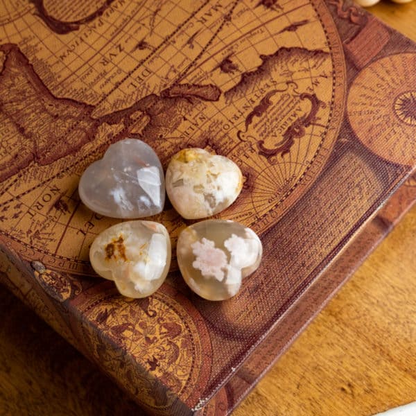 FLOWER AGATE CRYSTAL HEARTS