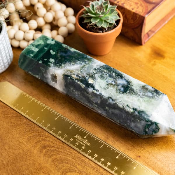 MOSS AGATE CRYSTAL TOWER