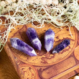 PURPLE DREAM OR CHEVRON AMETHYST CRYSTAL DOUBLE TERMINATED POINTS