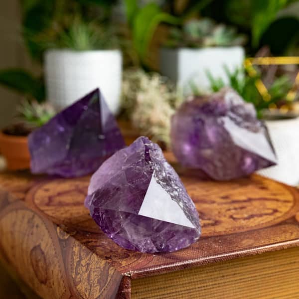 PURPLE AMETHYST CRYSTAL ROUGH POLISHED POINTS