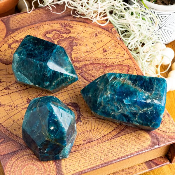 BLUE APATITE CRYSTAL WIDE TOWERS