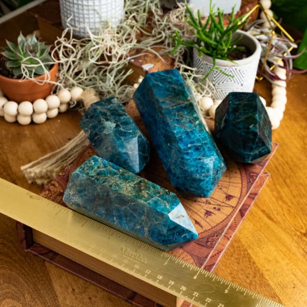 BLUE APATITE CRYSTAL WIDE TOWERS