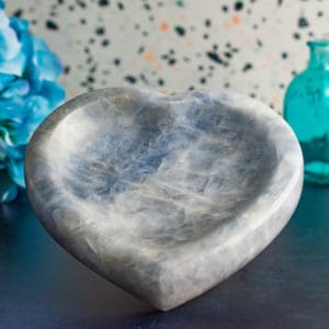 BLUE CALCITE CRYSTAL HEART BOWL