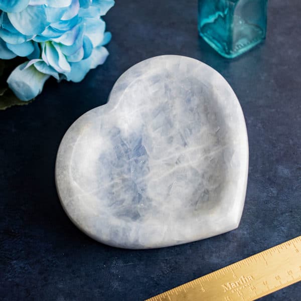 BLUE CALCITE CRYSTAL HEART BOWL