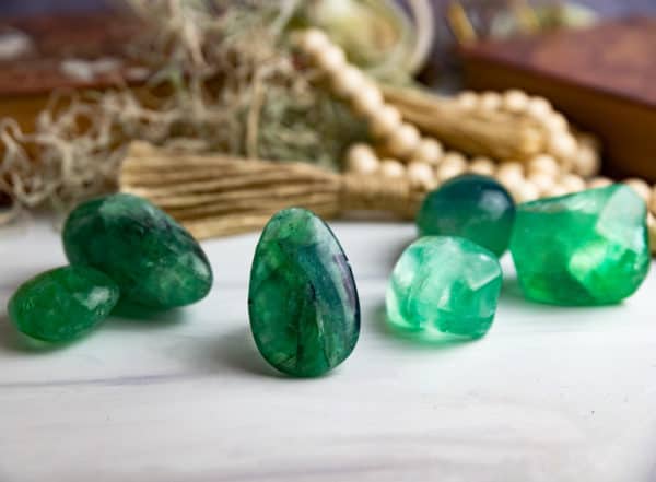 GREEN FLUORITE CRYSTAL FREE FORMS