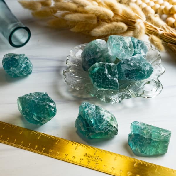 GREEN FLUORITE CRYSTAL ROUGH PIECES