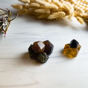 YELLOW FLUORITE CRYSTAL FACETED SPHERES